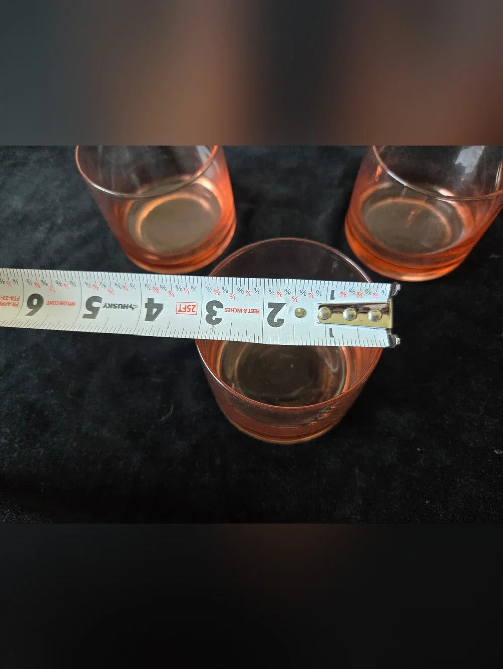 Set of 3 Pink Peach Tinted Glass Tumblers - Home Dining